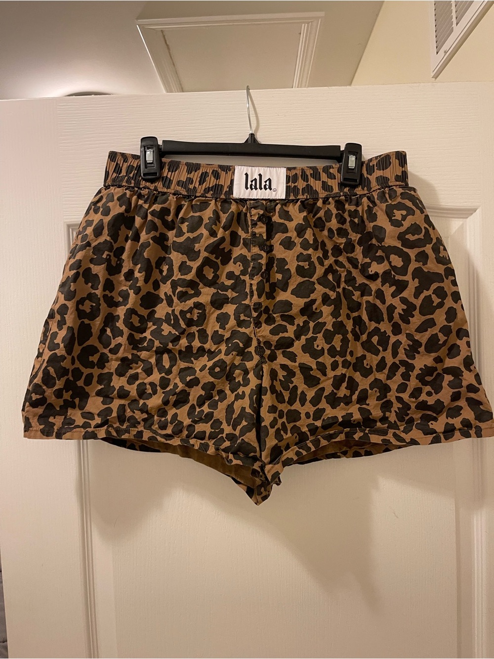 Dressed in LALA Leopard Print High-Waist Shorts - Brown & Black